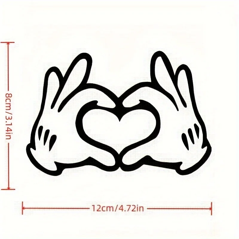 1pc legal dos desenhos animados mãos coração decalque-design romântico exclusivo para pertences-acessório de vinil durável à prova dwaterproof água