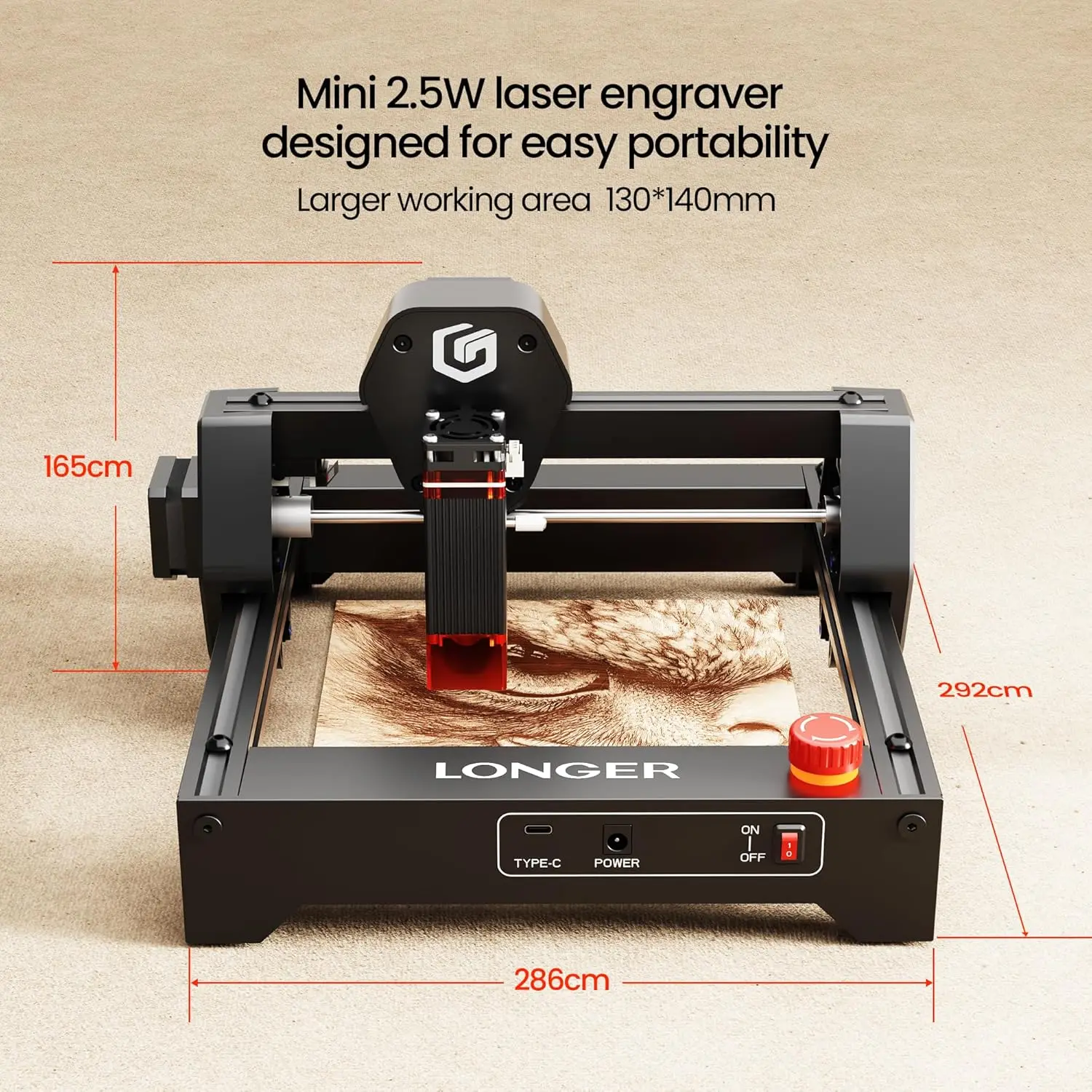 Długa Ray5 Laserowa Grawerka 2500mW Wysoka Precyzja 0.04 * 0.04mm Laserowa Maszyna do Cięcia i Grawerowania Obszar Pracy 130x130mm