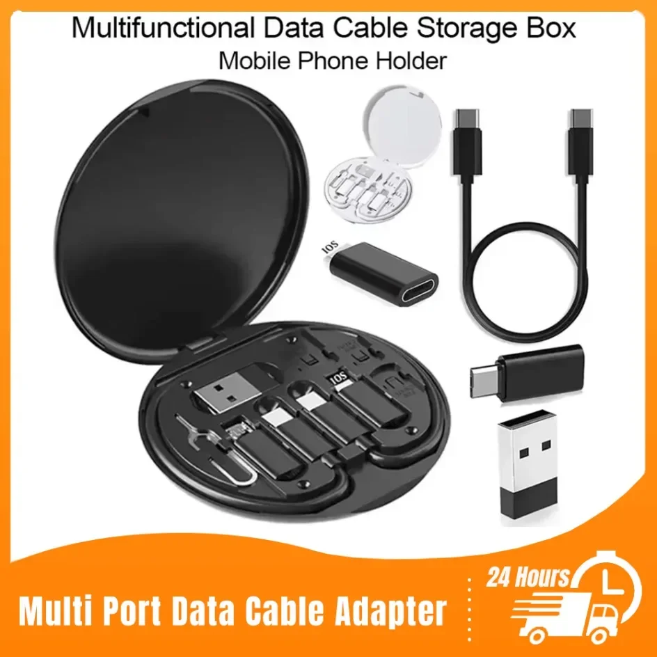 

Portable Multifunctional Data Cable Storage Box Fast Charging Mobile Phone Holder Charging Cable Set For iPhone Samsung