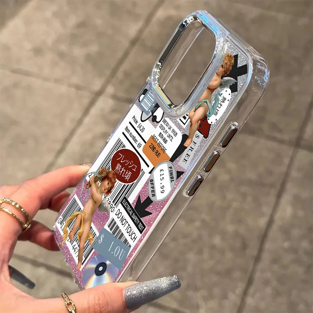 큐피드 레코드 라벨 도금 투명 폰 케이스 (비보 Y39 Y29 Y04 Y38 Y28 Y19S Y03 Y78 Y36 Y17S Y100 Y75 Y22S Y02 4G 5G 용)