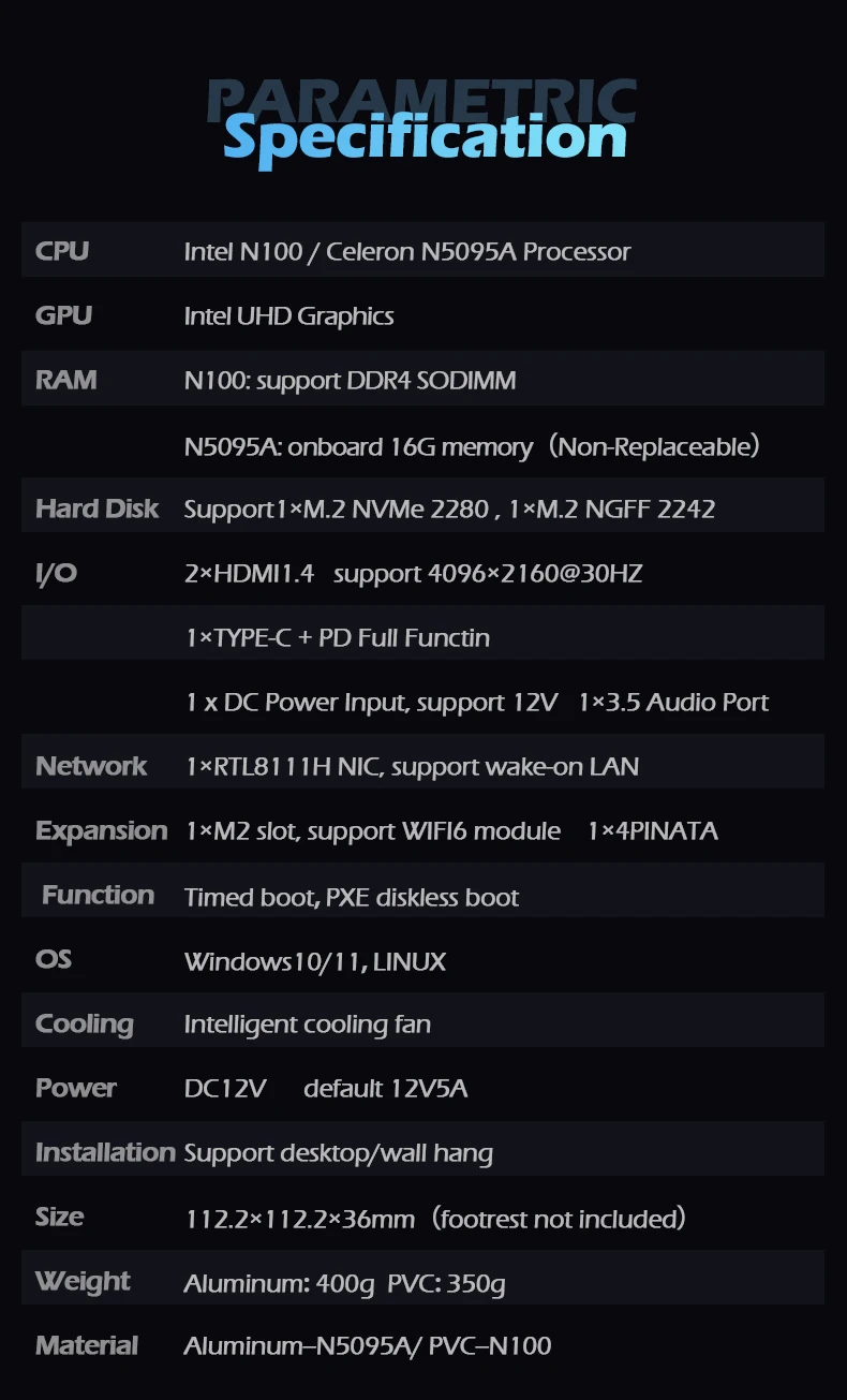 Helorpc Home MINI PC, ordinateur de bureau, N100, N5095A, 16 Go DDR4, 512 Go, touristes, SSD M.2 NVcloser, M.2 NGFF, prise en charge du système Windows 10/11, WIFI6