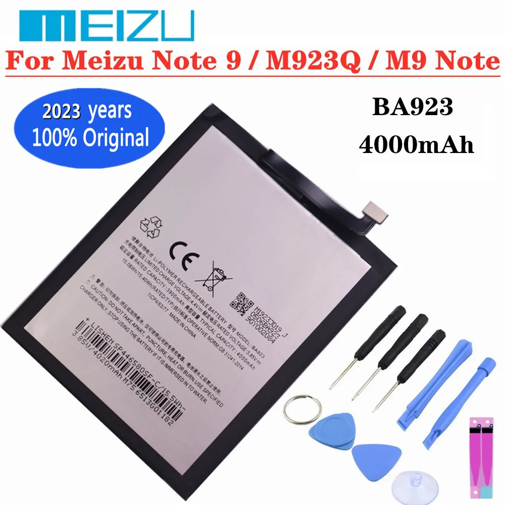 

2023 Years Meizu 100% Original Battery BA923 For Meizu Note 9 / M9 Note M923Q M923H 4000mAh Phone Battery Bateria + Tools