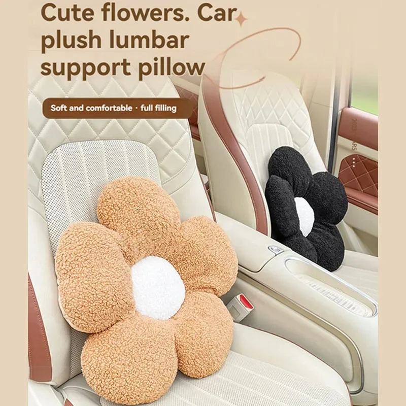 XMSJ Car Lumbar Support Driving Waist Protector Car Lumbar Pillow Girls Car Seat Backrest Cute Flowers Universal for All Seasons