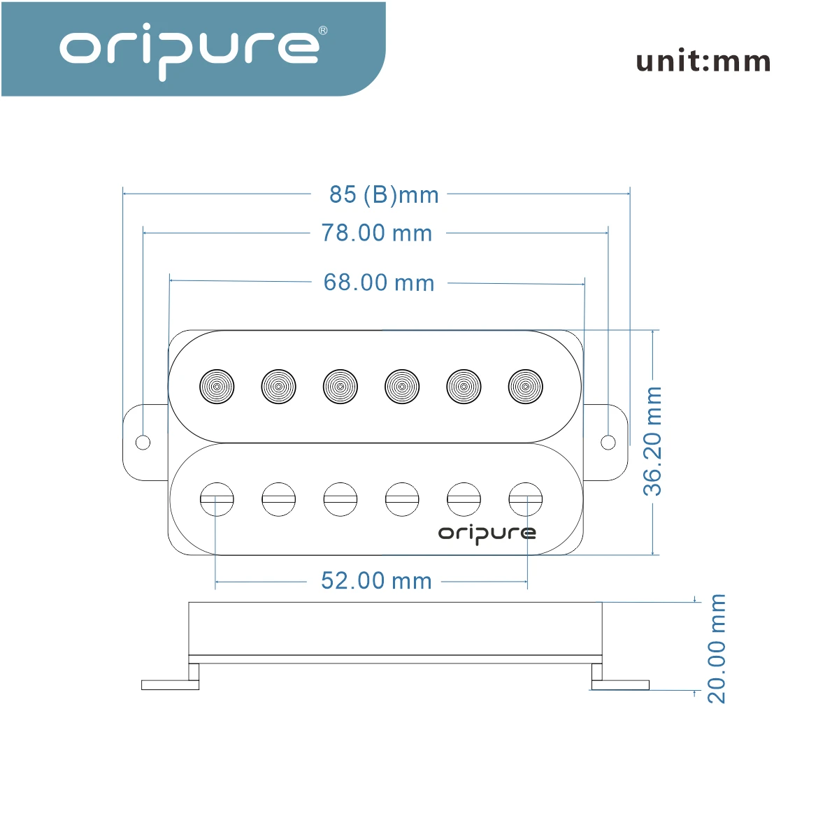 OriPure PHZ5 High Output Alnico 5 Humbucker Bridge Pickup 14K for Electric Guitar