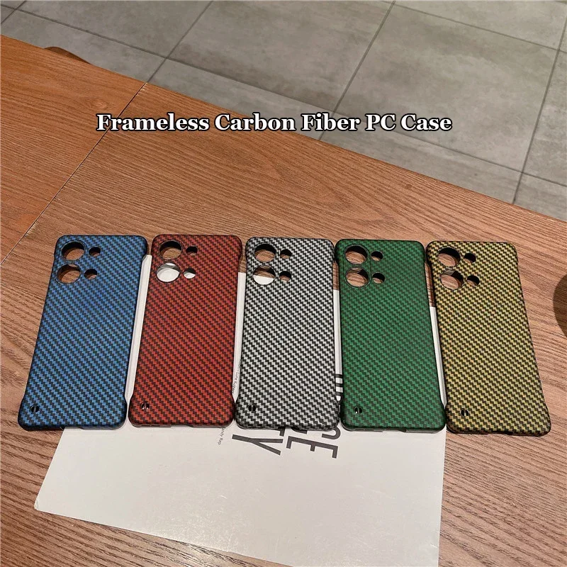 Frameless Carbon Fiber Matte Hard PC Phone Case For OPPO Reno 11 10 9 8 7 6 5 Pro Z Plus Lite Back Protector Bumper Shell Cover