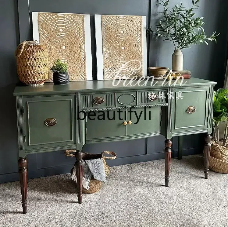 

French retro home entrance cabinet, locker, living room solid wood partition decorative cabinet45