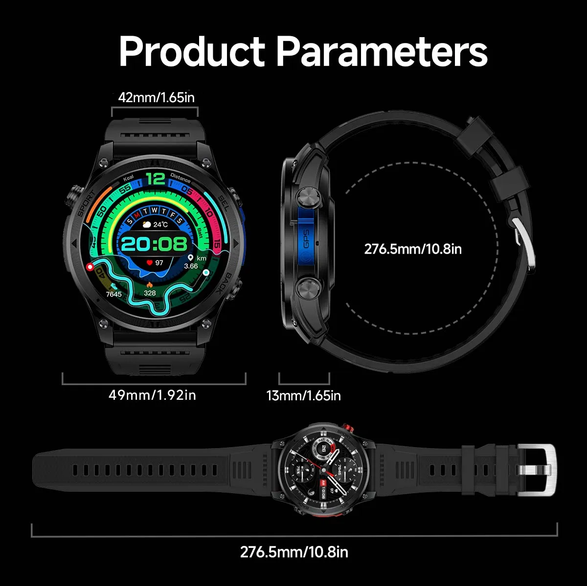 26 New GPS Outdoor Compass Wireless Calling Multiple Sports Modes Sleep Monitoring Smartwatch For Gift