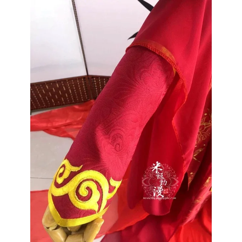 Kostum Cosplay Anime Mo Dao Zu Shi Lan Wangji Kostum Hua Cheng Kostum Gaun Pengantin Merah Hanfu Dewasa Pria Tradisional Tiongkok