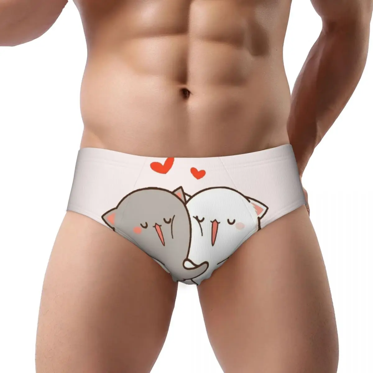 Calzoncillos Personalizados Kawaii Mochi Cat Peach y Goma Hug, Ropa Interior Masculina Cómoda y Elástica