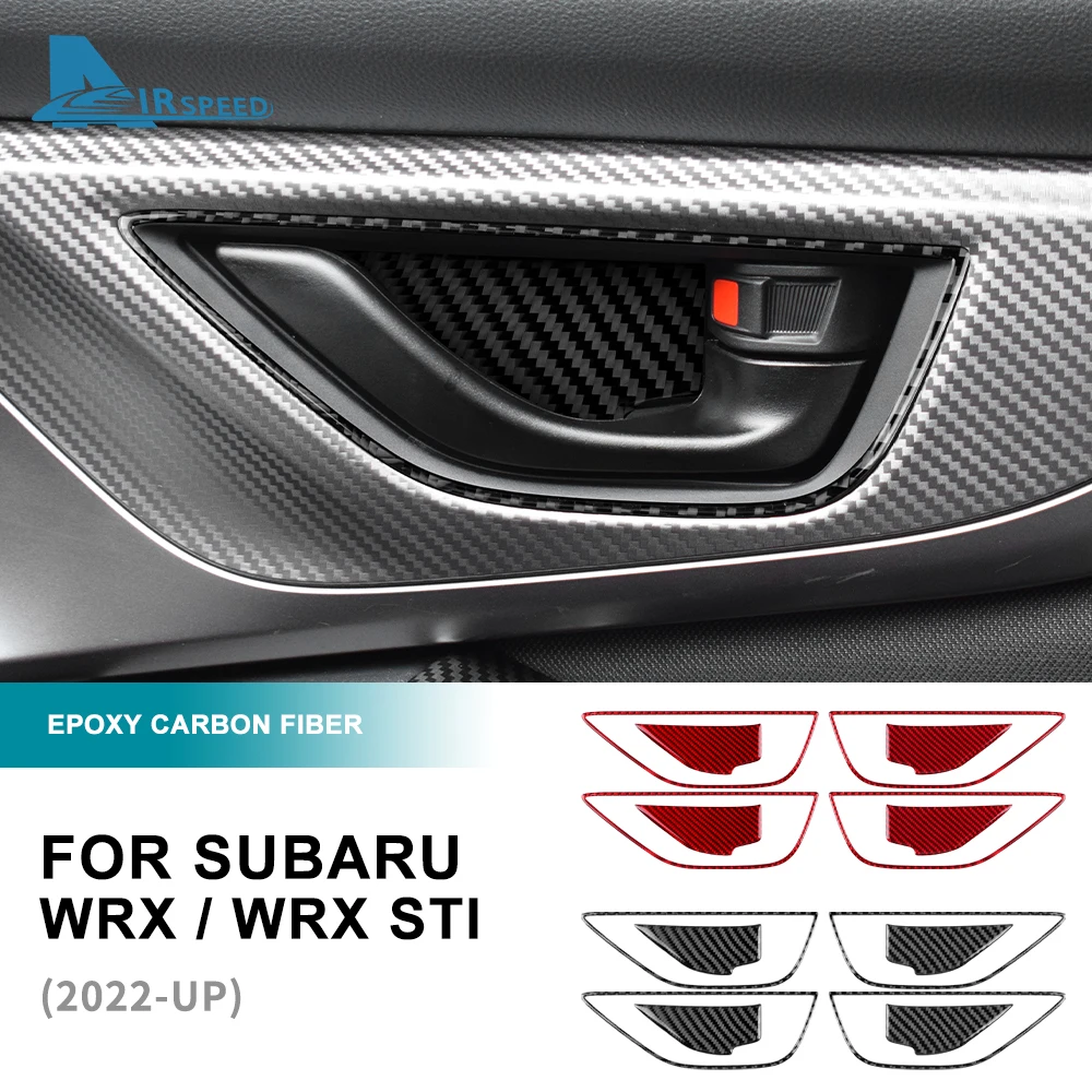 Real Carbon Fiber Sticker For Subaru WRX/WRX STI 2022 2023 Car Door Handle Frame Interior Trim RHD LHD Cover Accessories