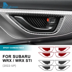 Real Carbon Fiber Sticker For Subaru WRX/WRX STI 2022 2023 Car Door Handle Frame Interior Trim RHD LHD Cover Accessories