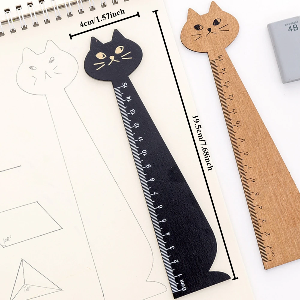 Cartoon Cat Bookmarks Creative Wooden Bookmark Durable Aesthetic Stationery Cute Ruler Reading Accessories Book Page Holder