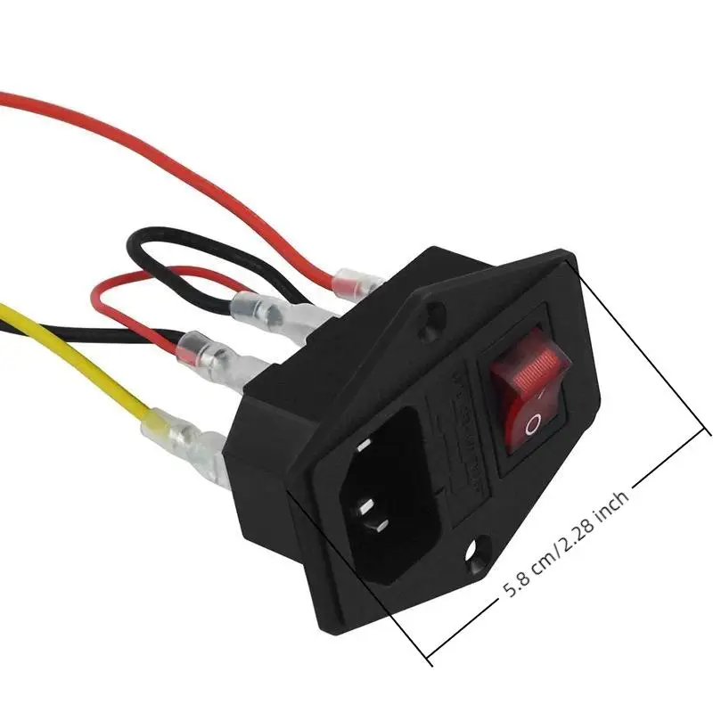 1 Set 3D Printer Parts Power Supply Switch Male Socket With Fuse For 3D Printer DIY 3D Printer Accessories