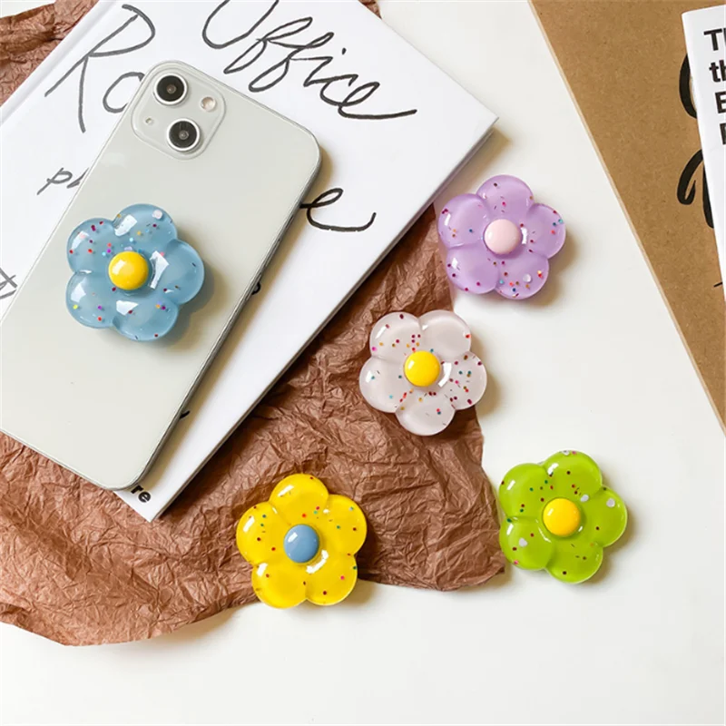 

Luxury Flower Crystal Mobile Phone Holder Stand Anti-Fall Finger Ring Bracket Grip For IPhone 16 Samsung Huawei Foldable Hoder