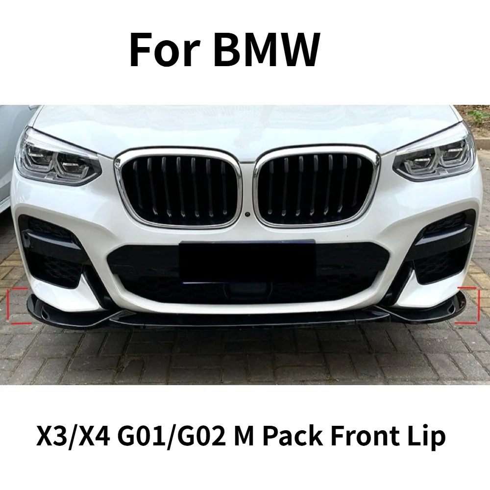 

For BMW X3 G01 X4 G02 M Sport 2018-2021 Front Bumper Lip Spoiler Splitter Body Kit Tuning Car Accessories Gloss Black Carbon