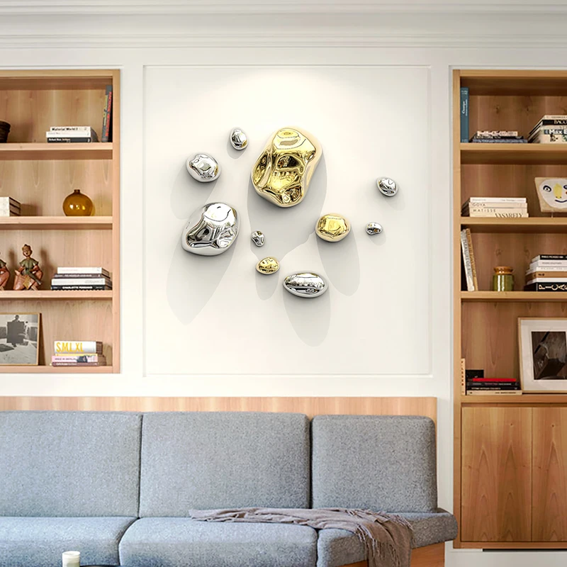 Abstract Three-dimensional Stone Wall Hanging Living Room Decoration Electroplating Simulation Stone Wall Hanging Interior Home