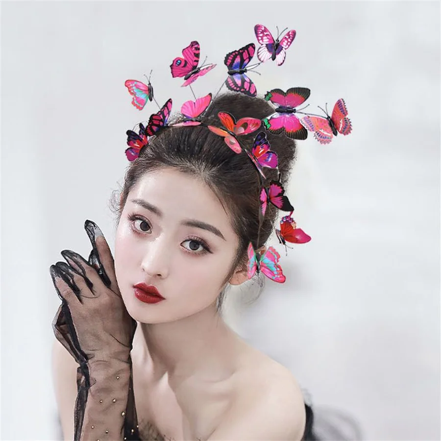 2022 Handmade wedding headwear Korean bride super fairy ladies garland headband wedding butterfly headband hair accessories