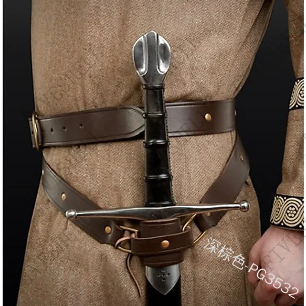 

Adult Men Larp Warrior Pirate Viking Knight Cosplay Leather Buckle Strap Medieval Renaissance Sword Holder PU Belt Waist Sheath