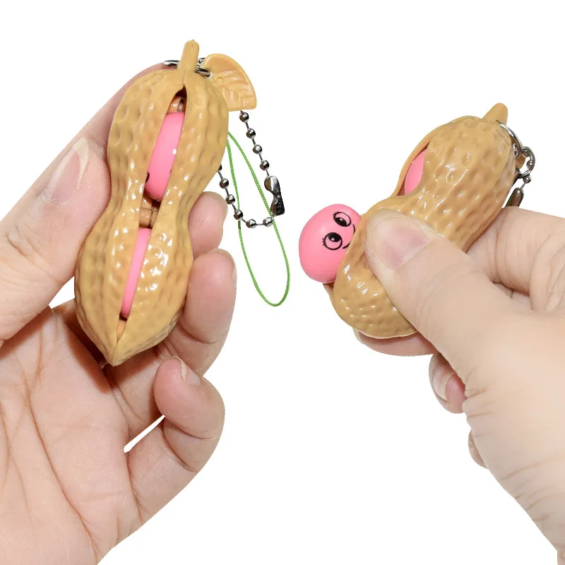 2/5pcs Squeezing Peanuts Squeezing Music Children's Gift Stress Relieving Keychain Peanut Squeezing Music Relaxing Toy