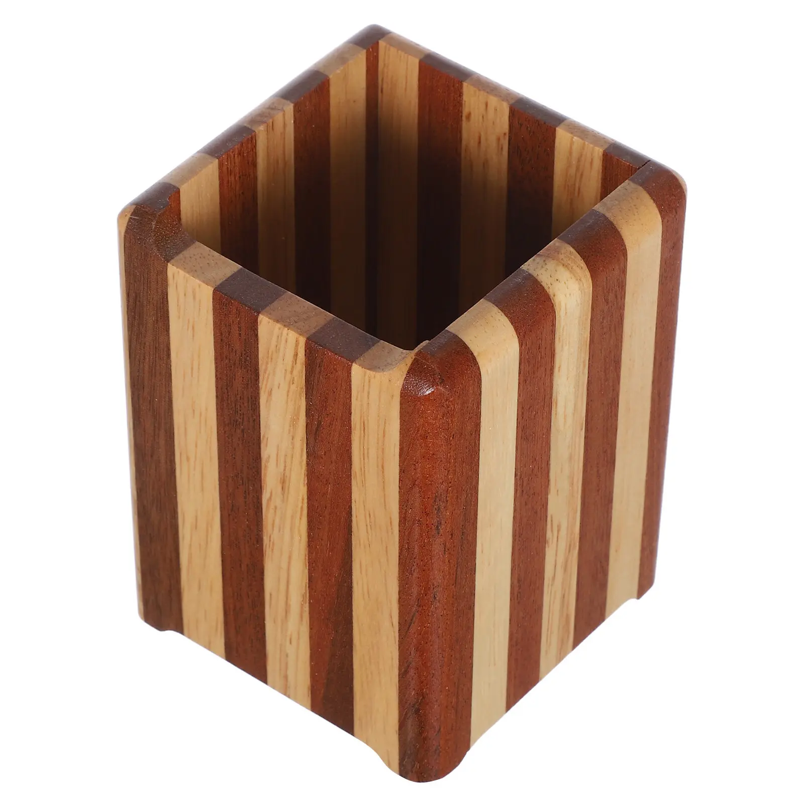 

Wooden Desk Pen Pencil Holder Stand Vintage Multifunctional Makeup Brush Organizer Desktop Storage Box for Office Dorm