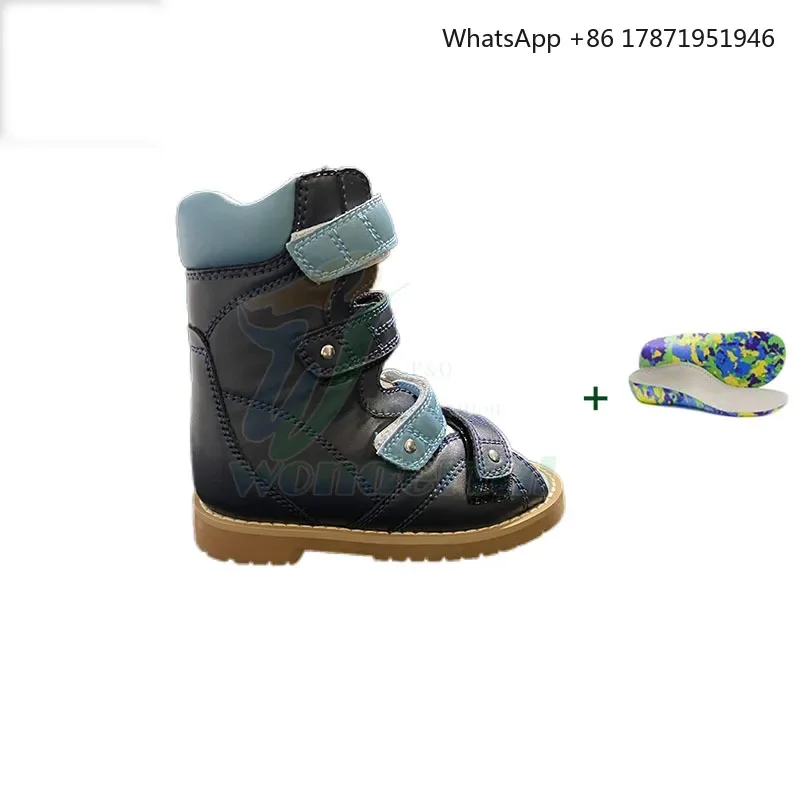 Medical children's leather non-slip fancy orthopedic shoes to correct equinus and flat feet