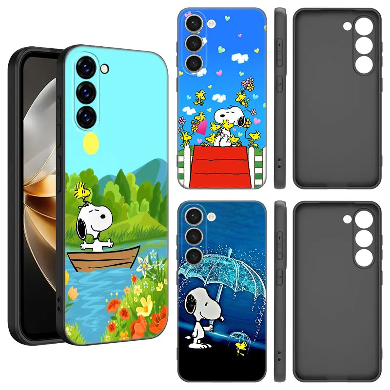 Cartoon-S-Snoopy-Dog Phone Case For Samsung Galaxy S20 S21 S23 FE S22 Ultra S10E S10 Lite S8 S9 Plus S7 Edge Black Cover