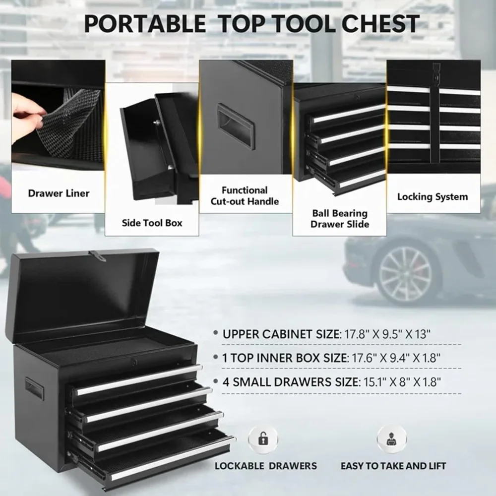Wózek narzędziowy z 5 szufladami - Przenośna szafka do przechowywania narzędzi w garażu z kółkami i szufladami zamykanymi na klucz