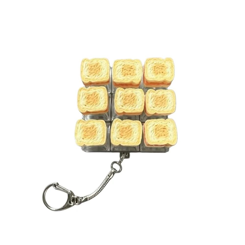 Mini-clavier transparent lumineux à double tonalité, design mignon et lumineux, avec bouton de décompression, simulation de clavier, pendentif, motif burger sandwich