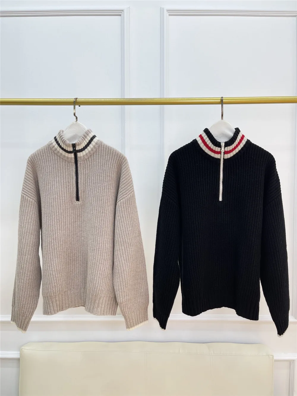 Half Zip Turtleneck Pullover Sweater Woman Autumn and Winter All Match High Neck Long Sleeve Knit Sweater