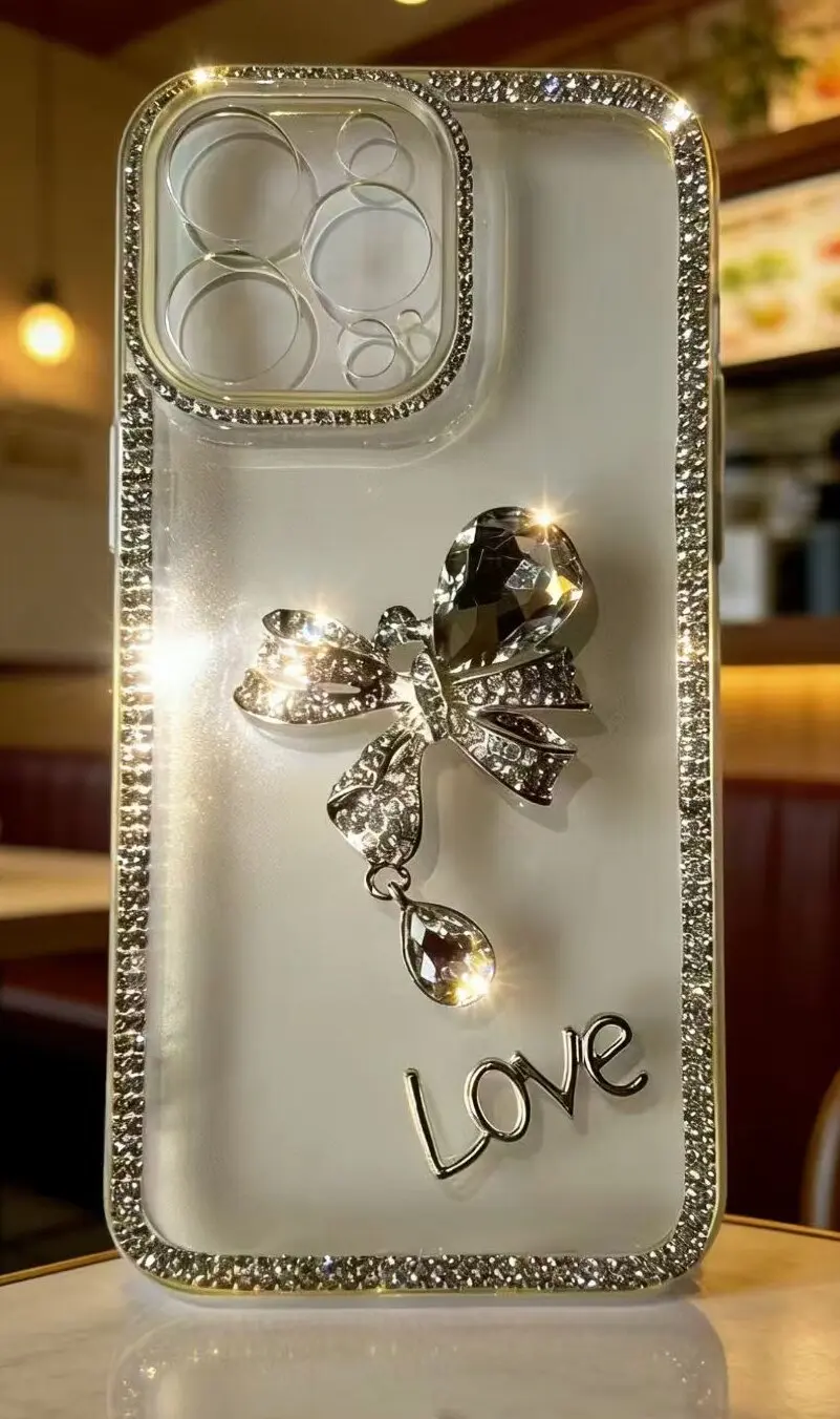 

Luxury Glitter Rhinestone Butterfly Case for iPhone 17 Pro Max/16/15/14/13/12/11 Full Bling Diamond Cover Funda 15 Pro/14 Pro