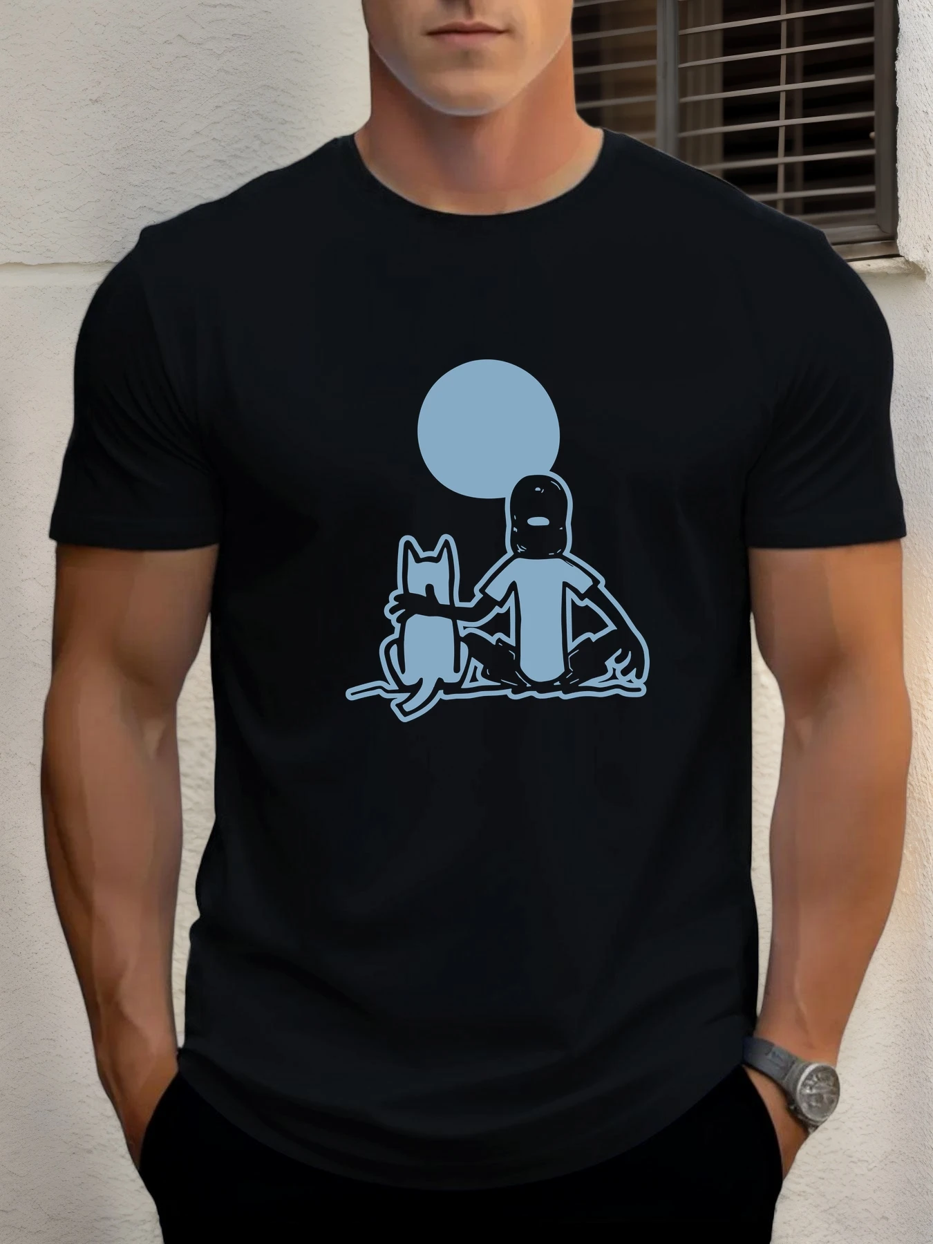 

T Shirt For Men's Man & Dog 100% Cotton Graphic Print Summer Round Neck Tee Casual Breathable Streetstyle Daily Cool T Shirt