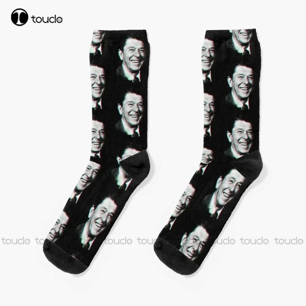 Ronald Reagan Retro Halftone Dots Pattern Vintage Retrowave 80S Retro Style Punk Genx Maga Hd High Quality Online Store Socks