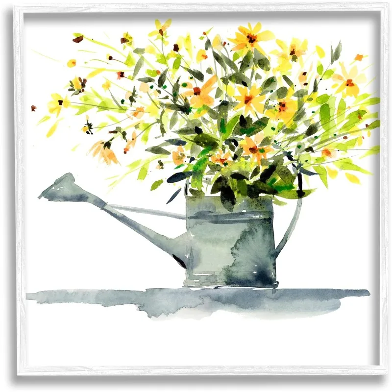 Stupell Industries Daisies in Watering Can Framed Giclee Art by Claudia Bianchi