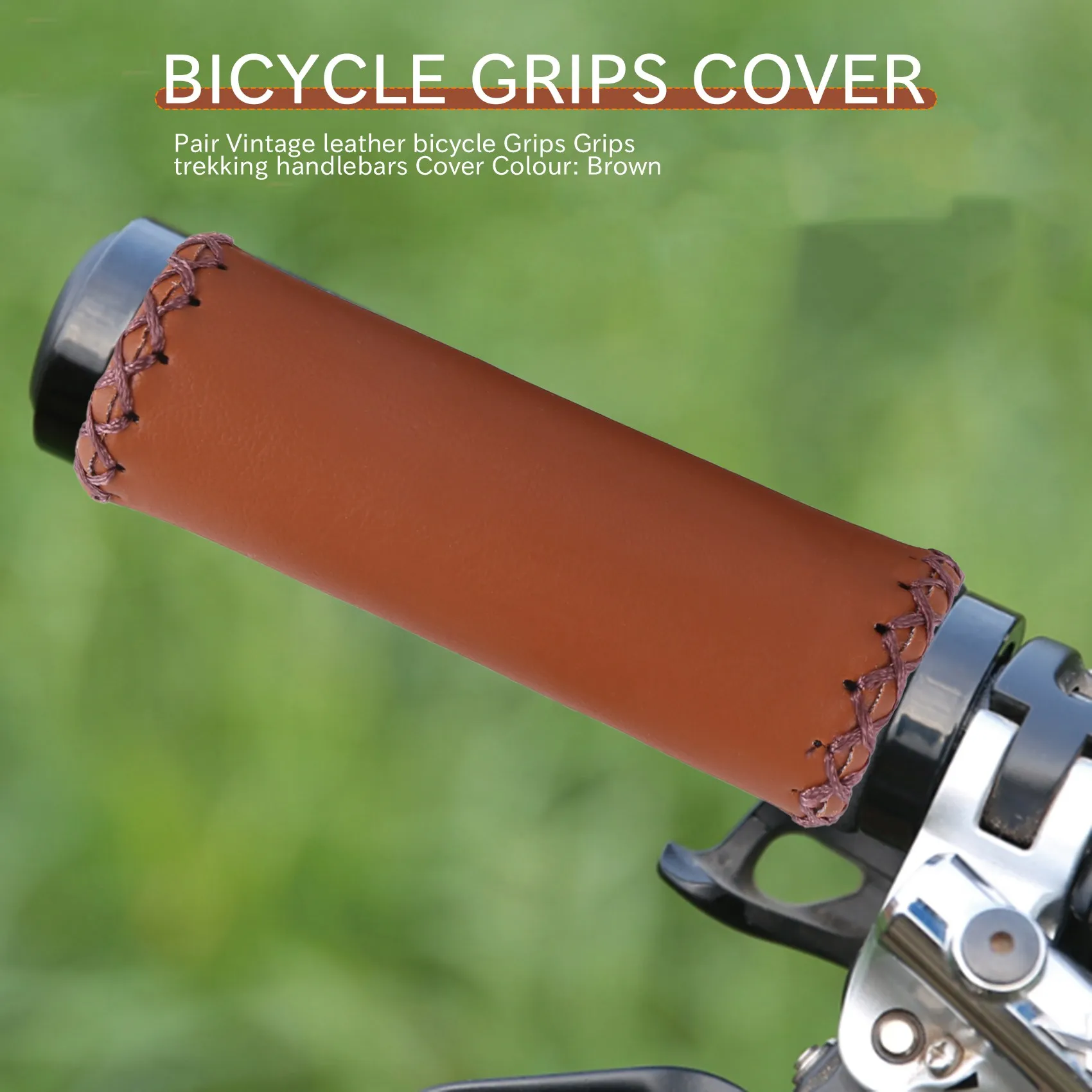 Pair Vintage leather bicycle Grips Grips trekking handlebars Cover Colour: