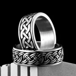 Viking Celtic Knot Men Rings Stainless Steel Simple Aesthetic Retro Punk Rock Women Jewelry Fashion Accessories Gift Wholesale