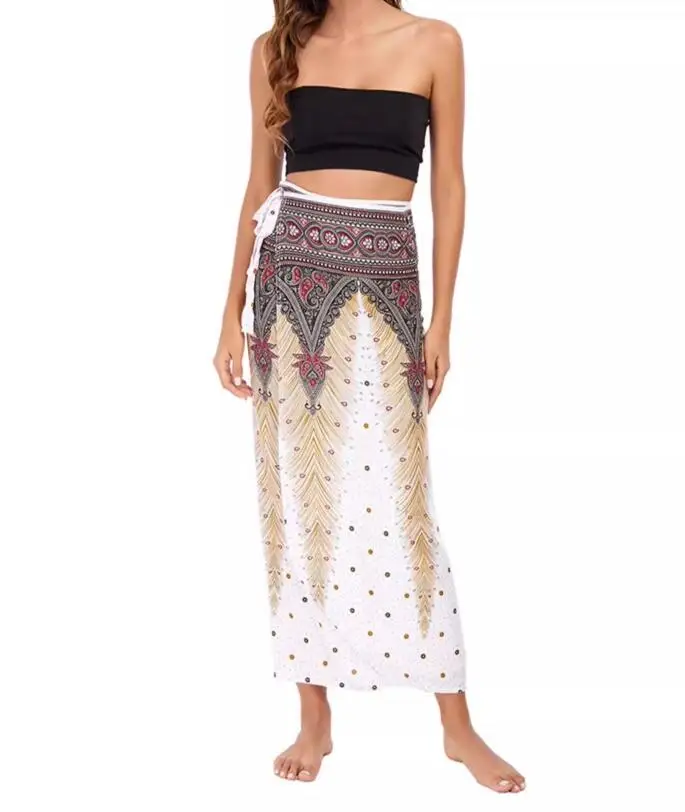 

Thai Women's Summer Bohemian Style One Step Skirt One Piece Wrapped Skirt Beach Skirt