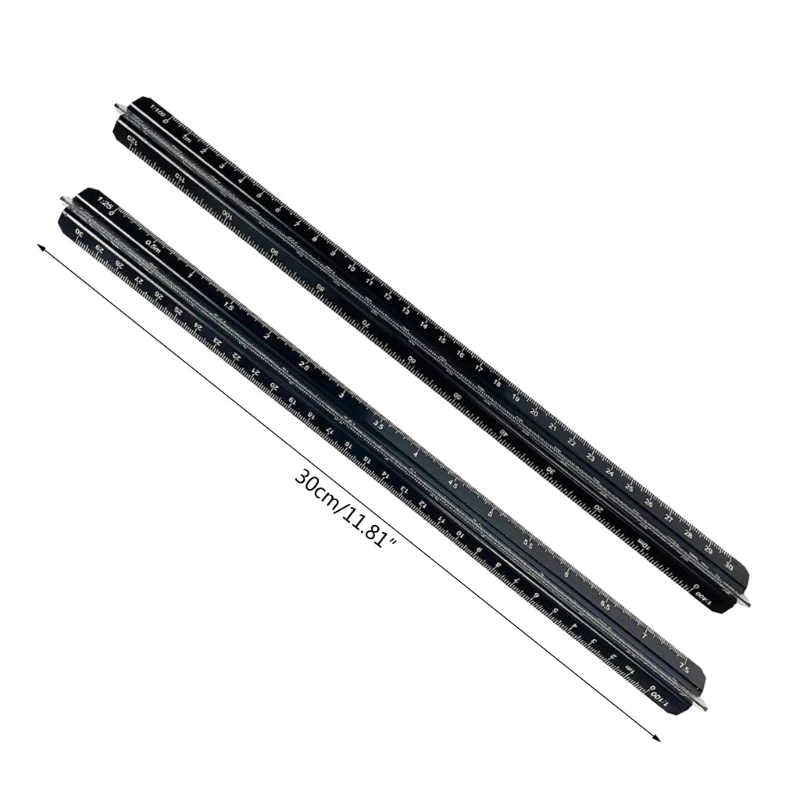 Metal Triangular Architect Escala Régua, durável e preciso medição ferramenta, F3MA, 30 centímetros