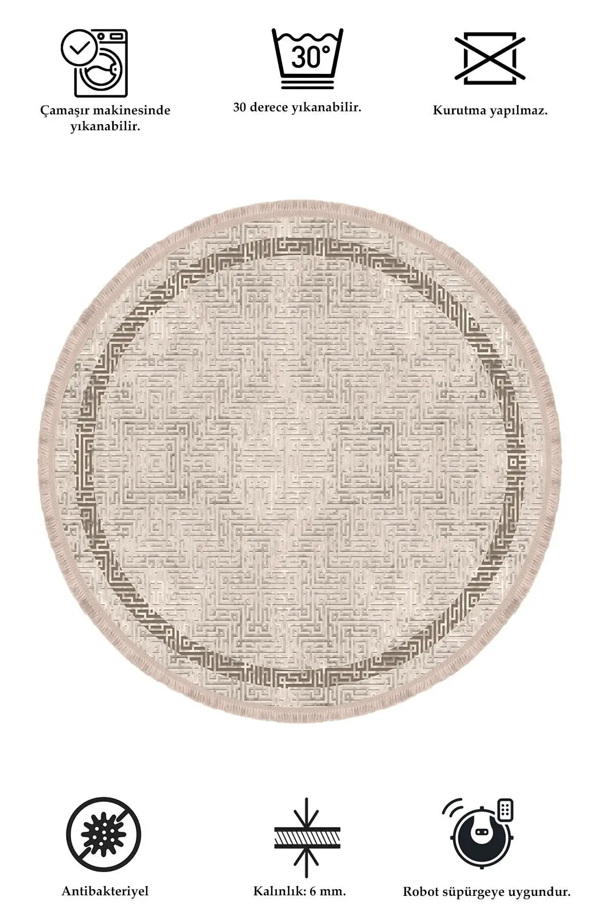 DOLBOVI Vintage digital printing washable non-slip floor stain resistant round hall carpet