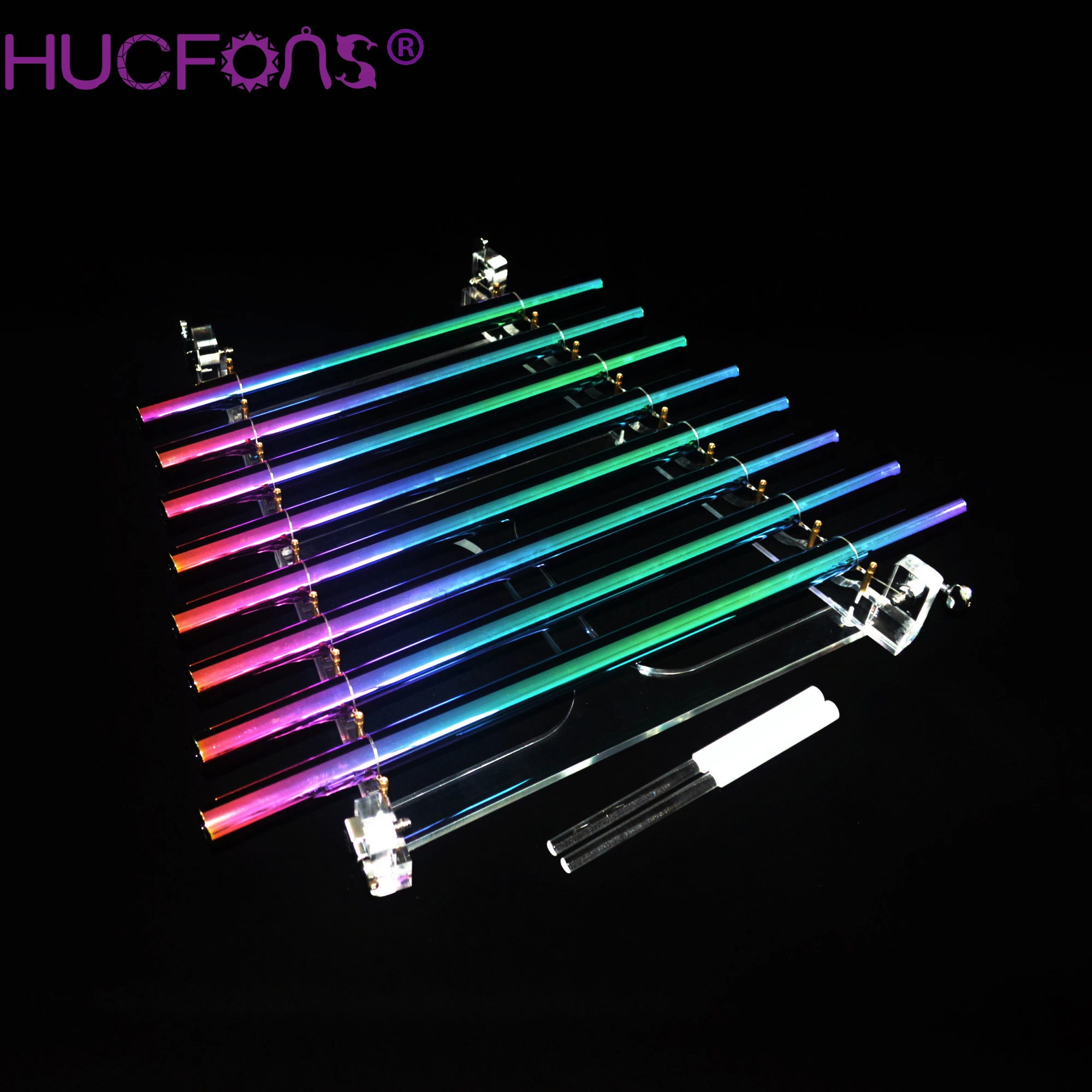 Titanium Plated Crystal Harp with Stand Chakra Notes 432hz 440hz Crystal Singing Harp Musical Instrument Quartz Harp