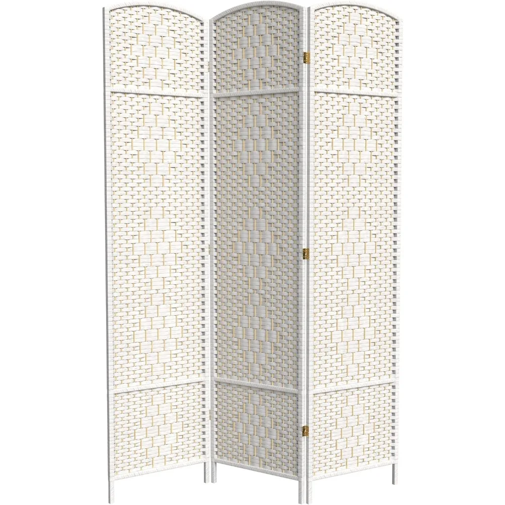 

7 ft. Tall Diamond Weave White-3 Panels Room Divider