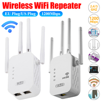 4 External Antennas WiFi Repeater Signal Booster Hotspot Smoother with WAN/LAN Port Dual-Band 2.4GHz/5GHz WiFi Amplifier Router