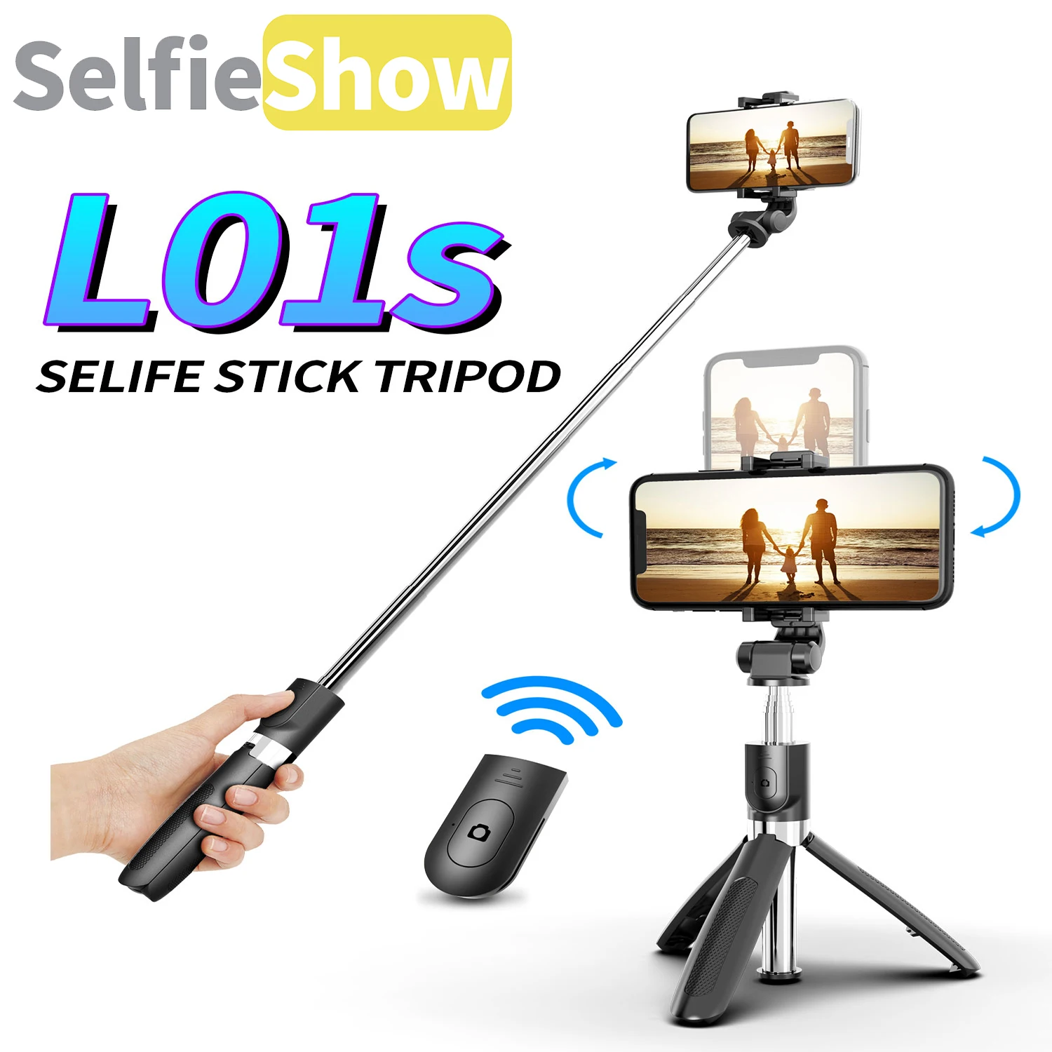 

Selfieshow L01s Bluetooth Wireless Selfie Stick Mini Portable Tripod Plastic Alloy Cellphone Holder for Iphone Samsung Huawei