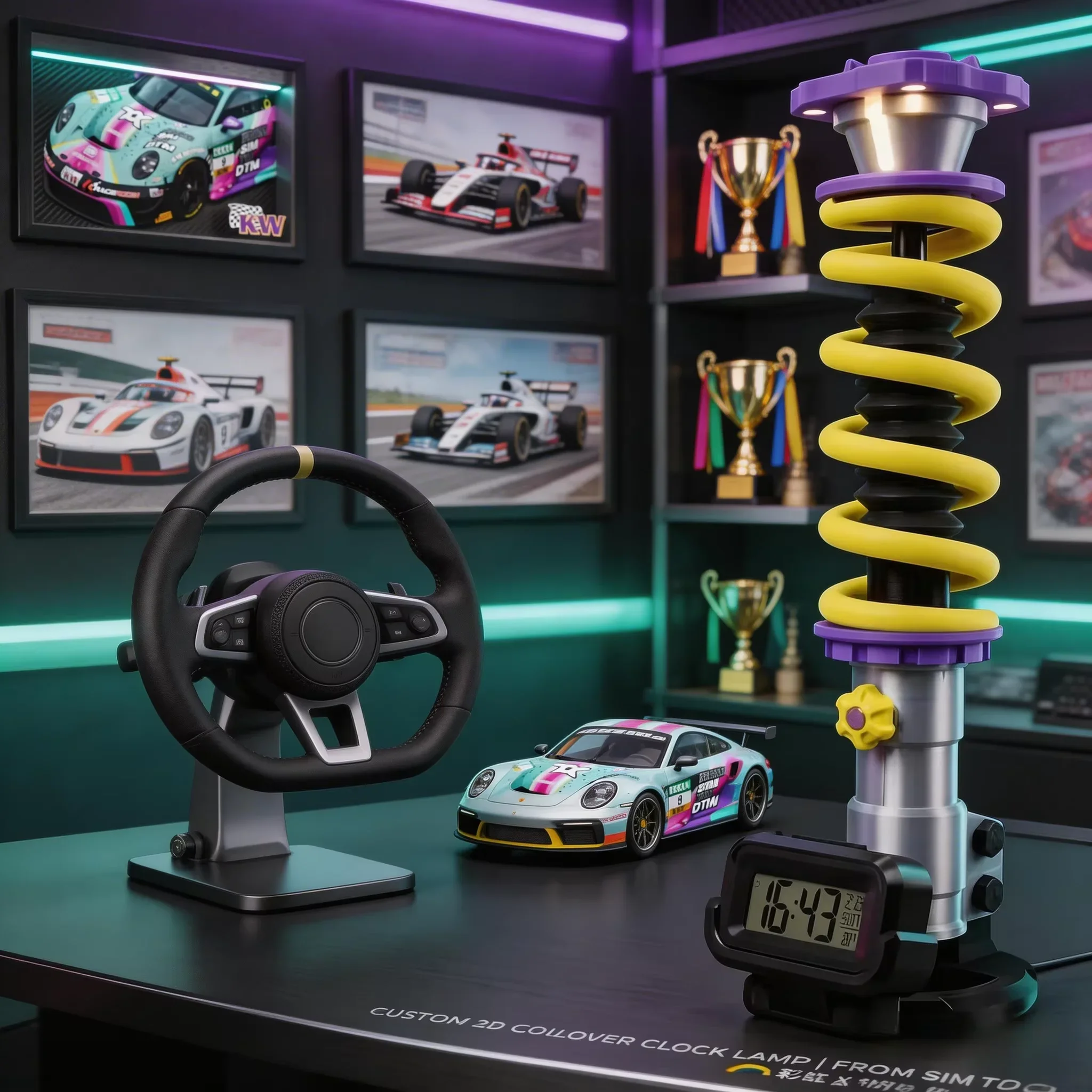 Racing Style Car Shock Absorber Ornament, Automotive Suspension Desk Decor, Man Cave Accessory