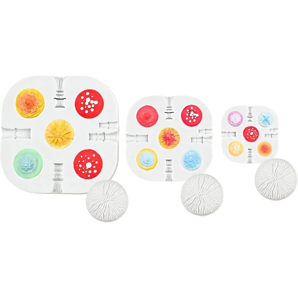 3 Pcs Mushroom Polymer Clay Silicone Mold, 5 Shapes 3 Sizes Vivid Mushroom Polymer Clay Tools for Jewelry Making