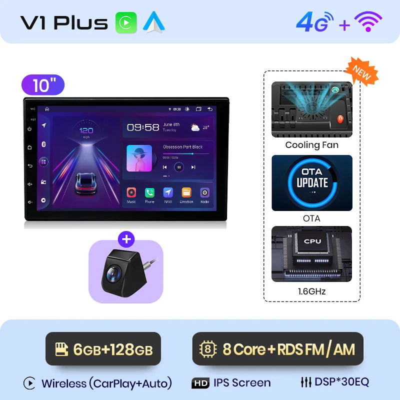 Junsun 7 9 10 "Android 2 Din Universele Autoradio Radio Multimedia Speler CarPlay Auto Intelligente Systemen GPS navigatie BT DSP