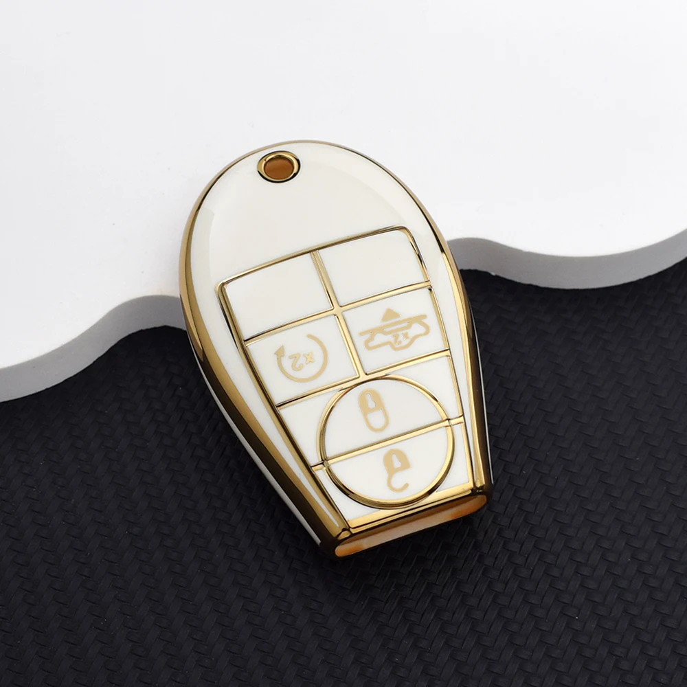 TPU 5 Button Car Key Cover Case for Fiat Chrysler 300 Dodge JCUV Ddart Jeep Grand Cherokee Compass Patriot Keychain