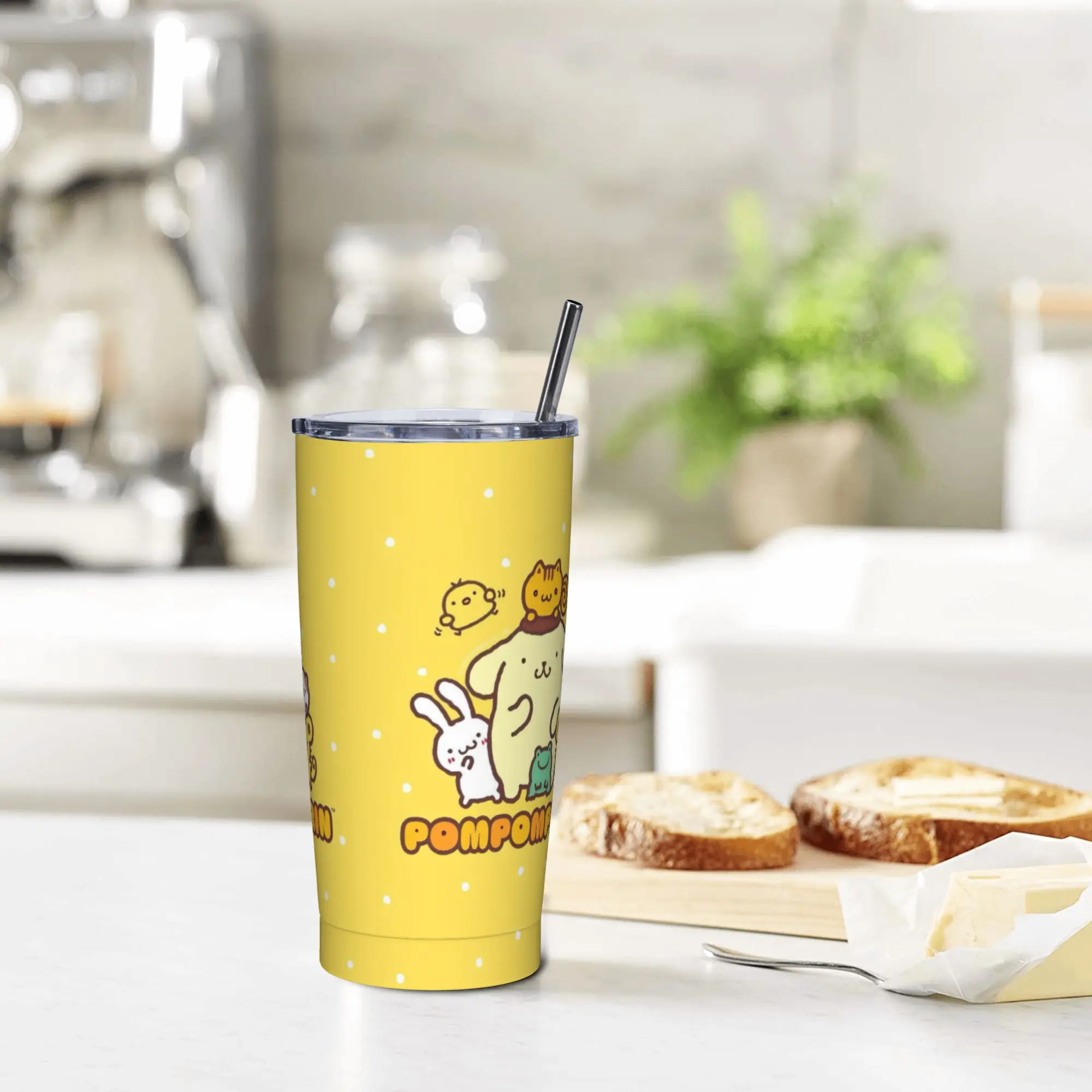 

Pom Pom Purin Tumbler Cold Drink Water Bottle Keep Heat Stainless Steel Thermal Cups Graphic Beach Mugs Cup