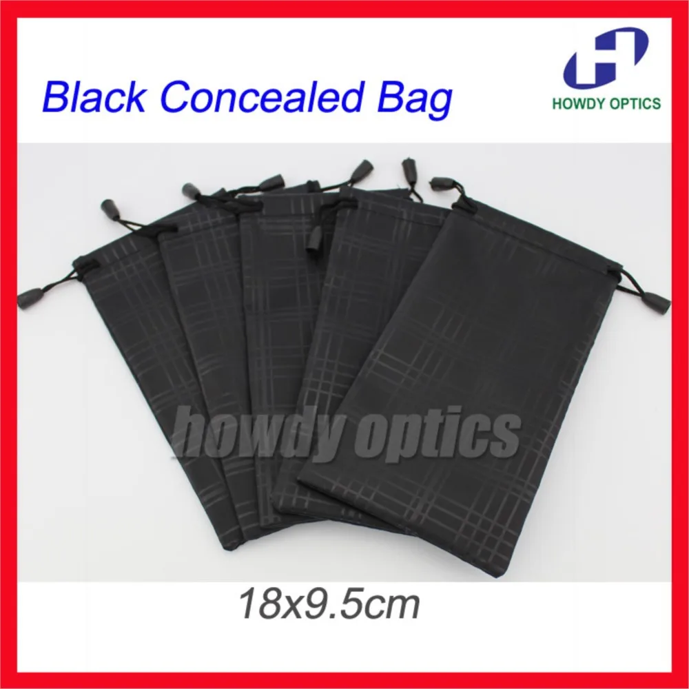 

50pcs Quality Black Concealed Waterproof Bag Phone MP4 Eyeglasses Bag Pouch Free Shipping