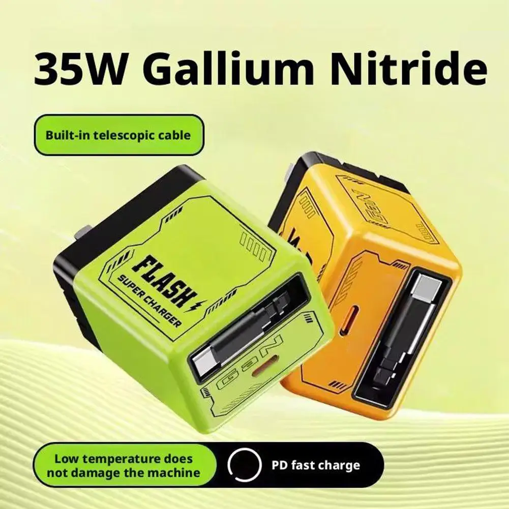 Cargador de pared retráctil de 35W para tableta Andoird con Cable tipo C, enchufe plegable, cargador de teléfono móvil de carga rápida, nuevo G6K3