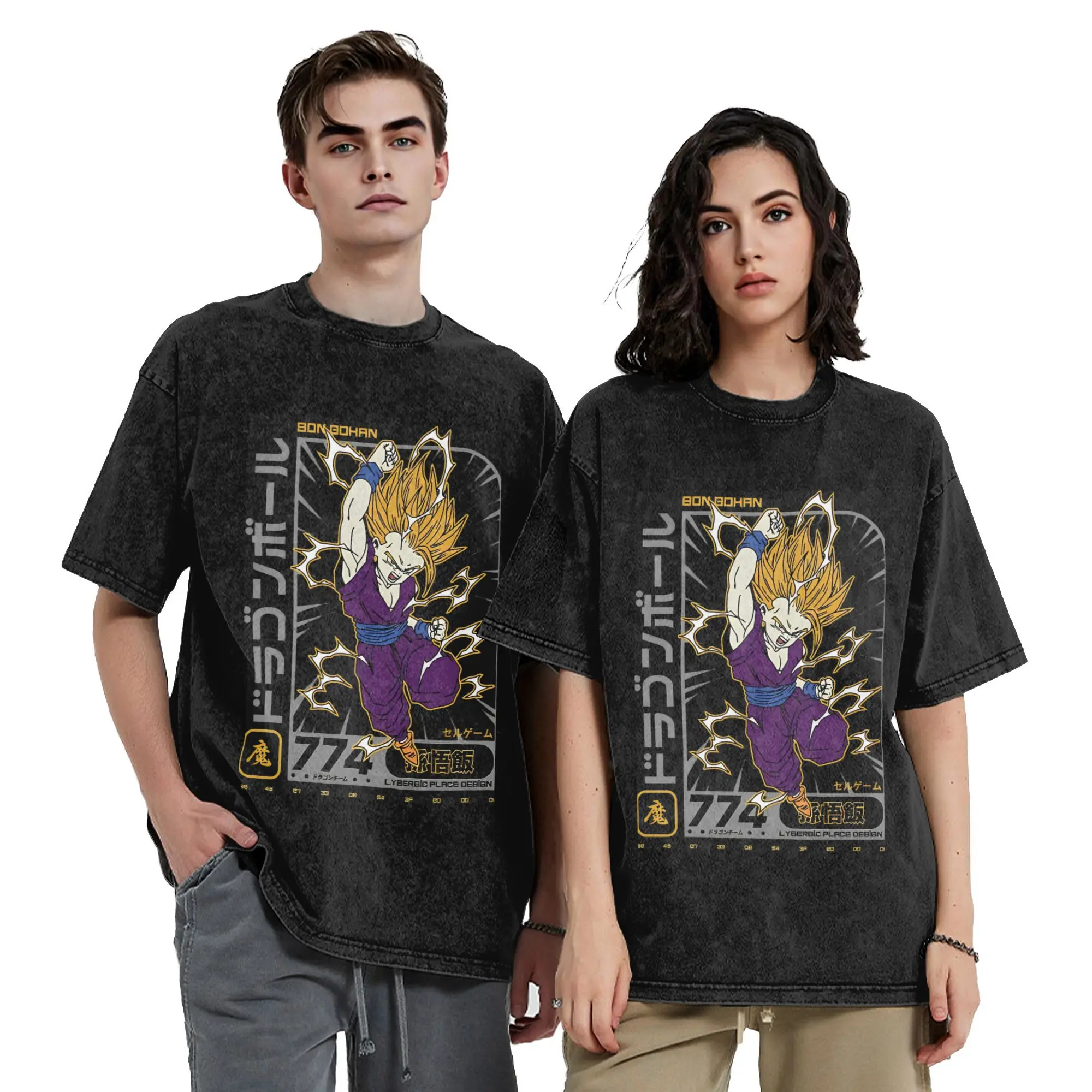 Funny Dragon Ball Z Son Gohan DBZ Vintage Washed T-Shirt Men Cotton Short Sleeve  Round Neck Summer Clothes